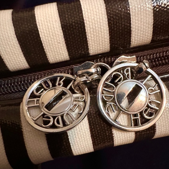 Vintage signature Henri Bendel Brown & White Striped Hanging Toiletry Bag - Picture 6 of 8